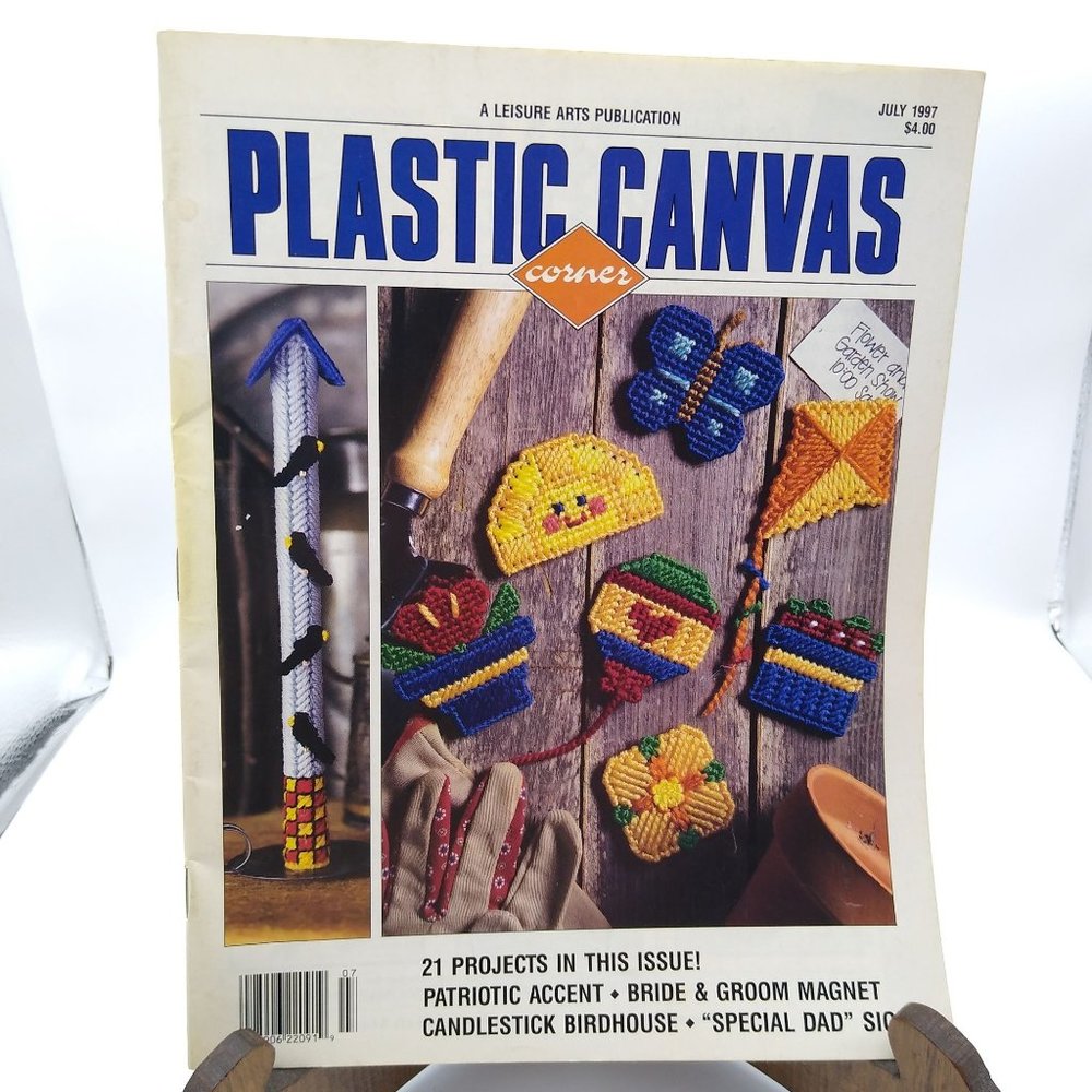Vintage Craft Patterns, Leisure Arts Plastic Canvas Corner Magazine, July 1997